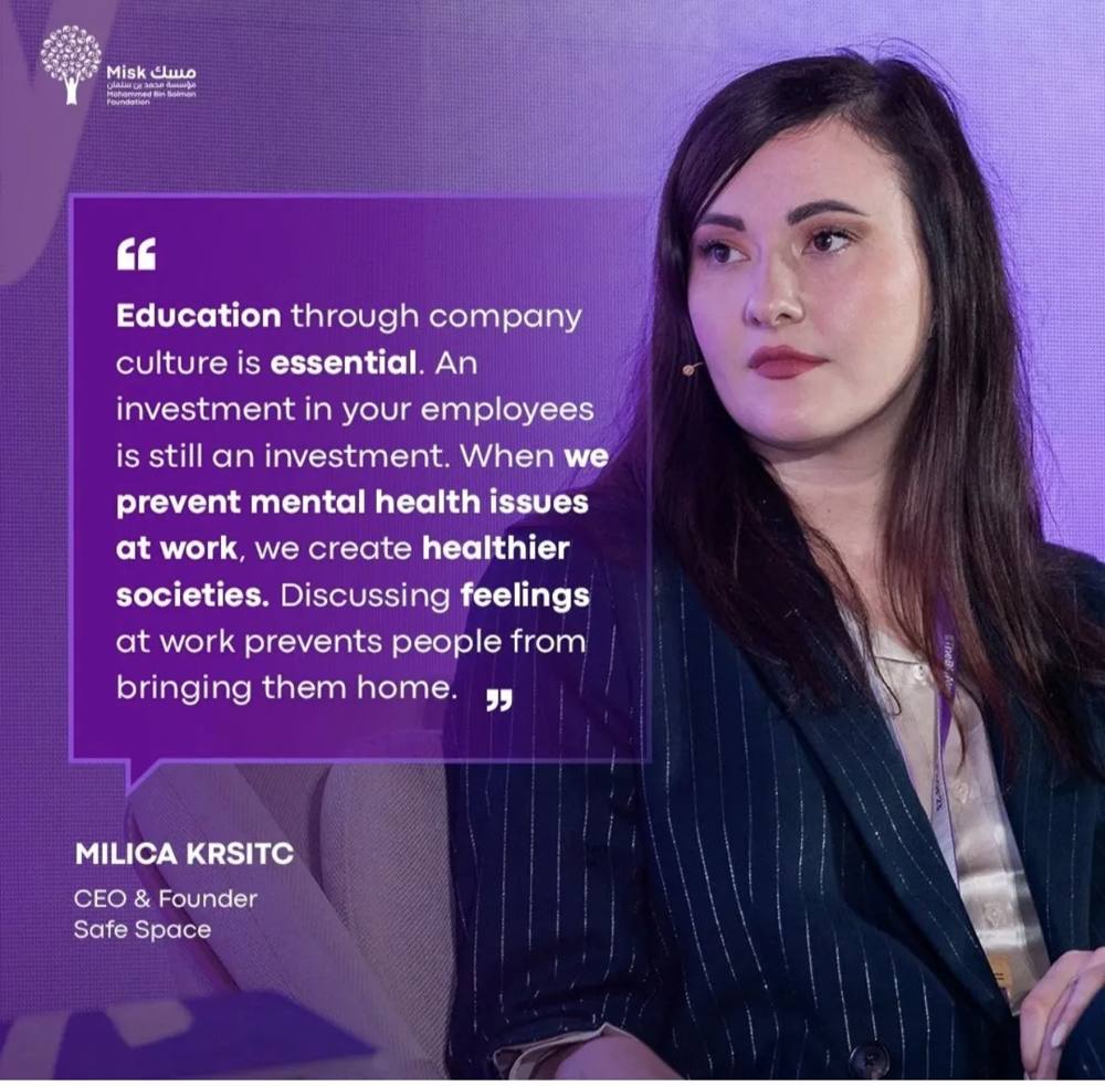 Speaking on preventing mental health issues at work, MISK Global Forum